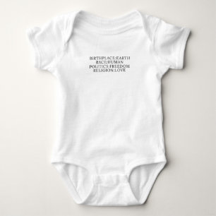 Birthplace:Earth Race:Human Politics:Freedom Baby Bodysuit