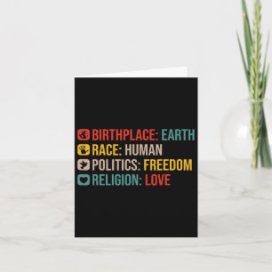 Birthplace Earth Race Human Politics Freedom Posit Card