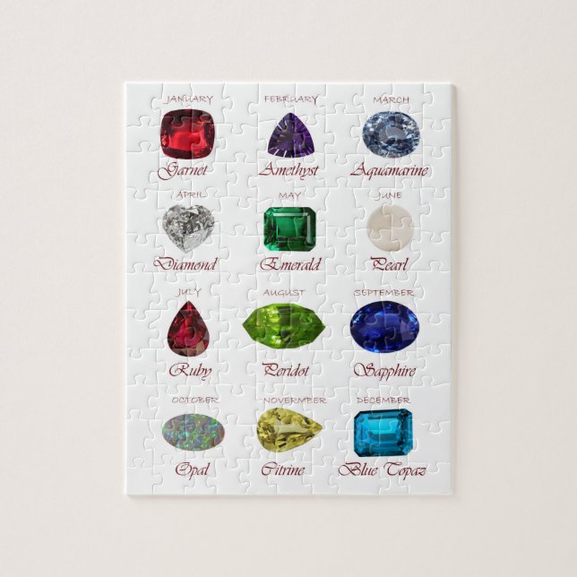 Birthstone Chart, Gemstones Chart, 12 Months Jigsaw Puzzle (Vertical)