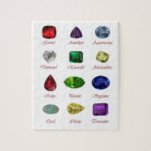 Birthstone Chart, Gemstones Chart, 12 Months Jigsaw Puzzle