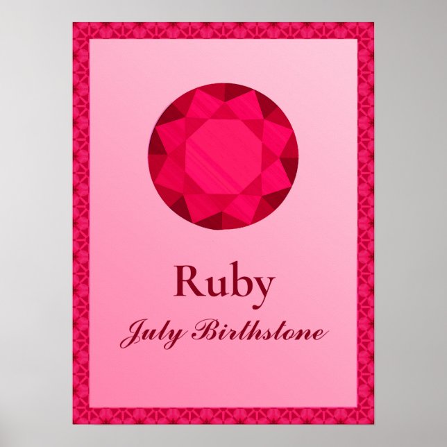Birthstone Illustration for July - Ruby Poster (Front)