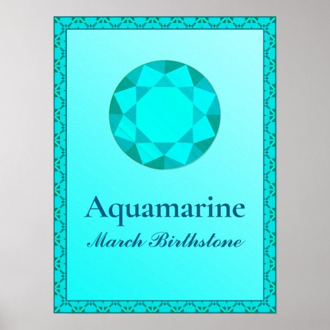 Birthstone Illustration for March- Aquamarine Post Poster (Front)