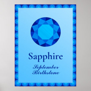 Birthstone Illustration for September - Sapphire  Poster