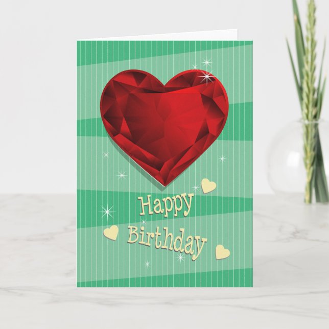 Birthstone January Red Garnet Heart Birthday Card (Front)