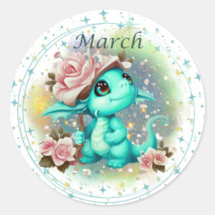 Birthstone March Aquamarine Dragon Sticker