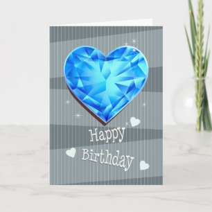Birthstone March Blue Aquamarine Heart Birthday Card