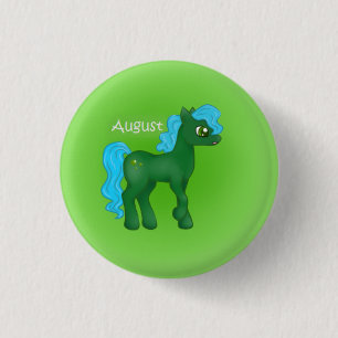 Birthstone Pony- August/Peridot 3 Cm Round Badge