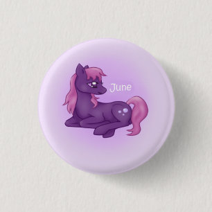 Birthstone Pony- June/Alexandrite 3 Cm Round Badge