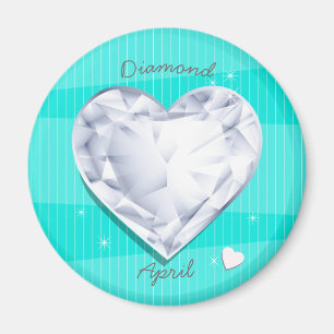 Birthstones April Diamond cool blue Heart Magnet
