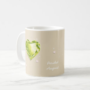 Birthstones August Olive Green Peridot Heart Coffee Mug