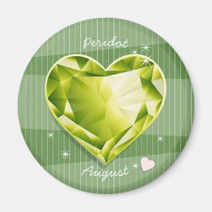 Birthstones August Peridot Olive Green Heart Magnet
