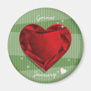 Birthstones January Garnet Red Heart Magnet