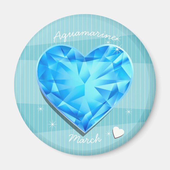 Birthstones March Aquamarine blue Heart Magnet (Front)