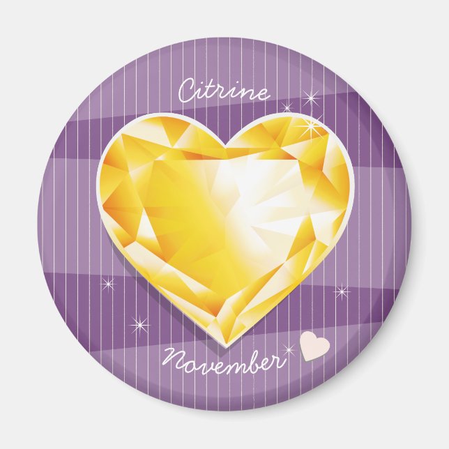 Birthstones November Citrine Golden yellow Heart Magnet (Front)