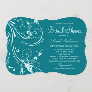 Biscay Bay & Mint Swirls & Butterflies Invitation