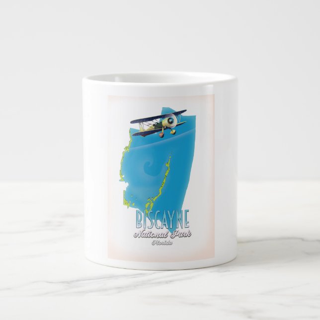Biscayne national park Florida map Large Coffee Mug (Front)