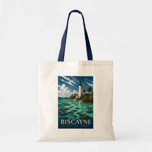 Biscayne National Park Florida Modern Woodblock Tote Bag