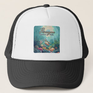 Biscayne National Park Florida Turtle Coral Retro Trucker Hat