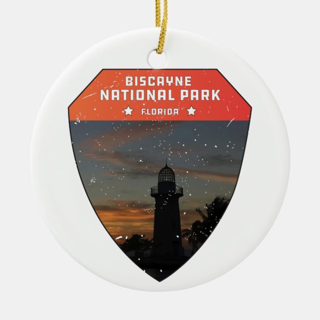 Biscayne National Park lighthouse Florida Ceramic Ornament (Front)