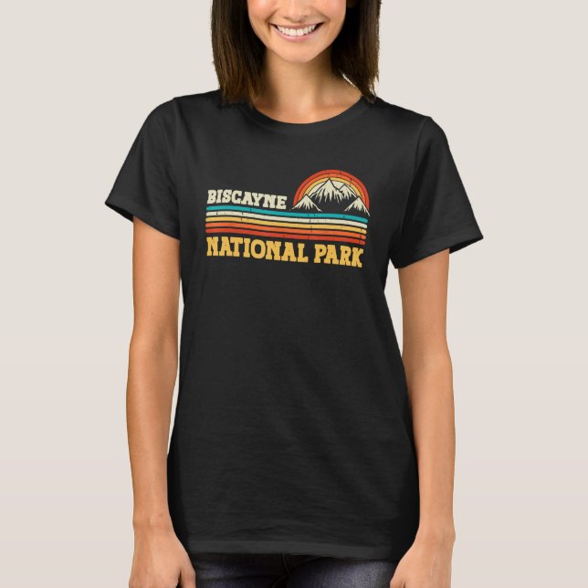 Biscayne National Park Mountain Trees & Sun Campin T-Shirt (Front)