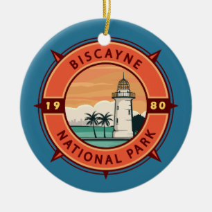 Biscayne National Park Retro Compass Emblem Ceramic Ornament