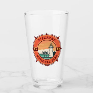 Biscayne National Park Retro Compass Emblem Glass