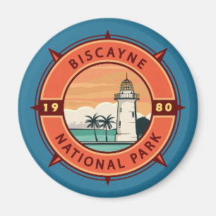 Biscayne National Park Retro Compass Emblem Magnet