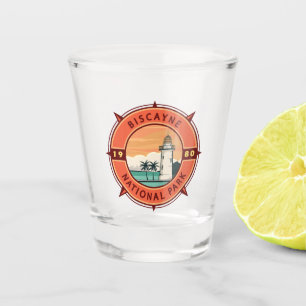 Biscayne National Park Retro Compass Emblem Shot Glass