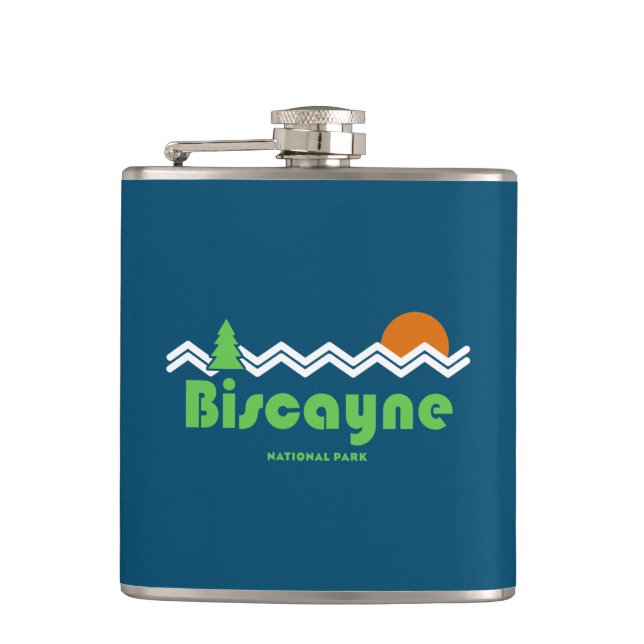 Biscayne National Park Retro Hip Flask (Front)