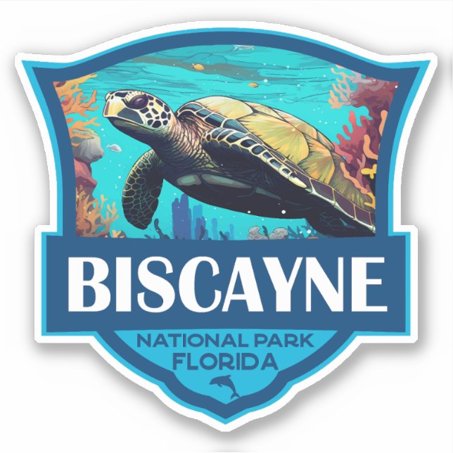 Biscayne National Park Turtle Illustration Retro (Front)