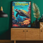 Biscayne National Park Turtle Illustration Retro Poster<br><div class="desc">Biscayne National Park design. The park encompasses coral reefs,  islands and shoreline mangrove forest in the northern Florida Keys. The underwater Maritime Heritage Trail links dive sites,  most of them shipwrecks.</div>