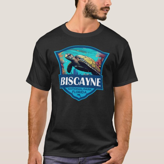 Biscayne National Park Turtle Illustration Retro T-Shirt (Front)