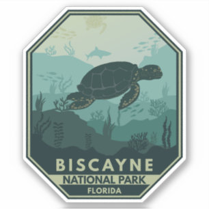 Biscayne National Park Turtle Retro Emblem