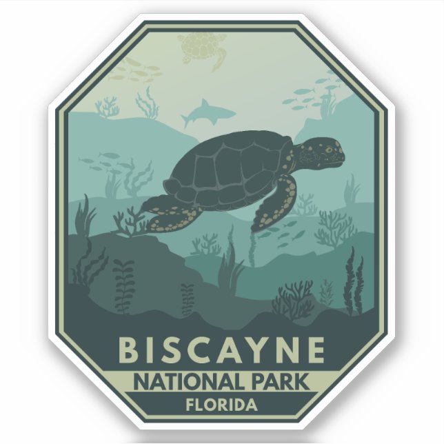 Biscayne National Park Turtle Retro Emblem (Front)