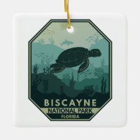 Biscayne National Park Turtle Retro Emblem