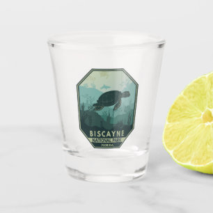Biscayne National Park Turtle Retro Emblem Shot Glass