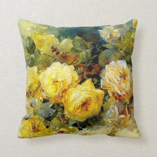 Bischoff - Roses (yellow), fine art painting, Cushion