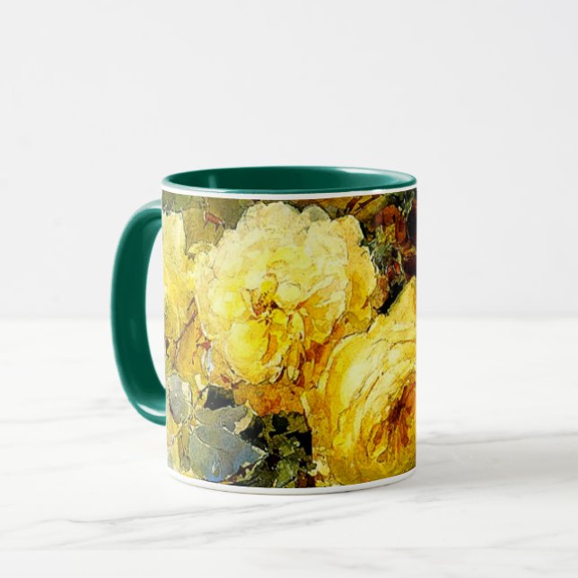 Bischoff - Roses (yellow), fine art painting, Mug (Front Left)