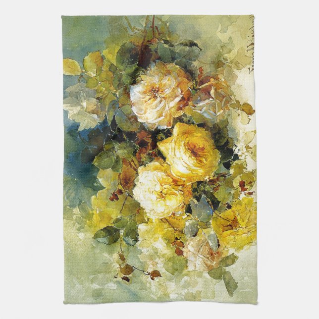 Bischoff - Roses (yellow) Tea Towel (Vertical)