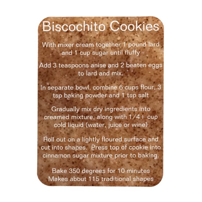 Biscochito New Mexico's official cookie recipe Magnet (Vertical)