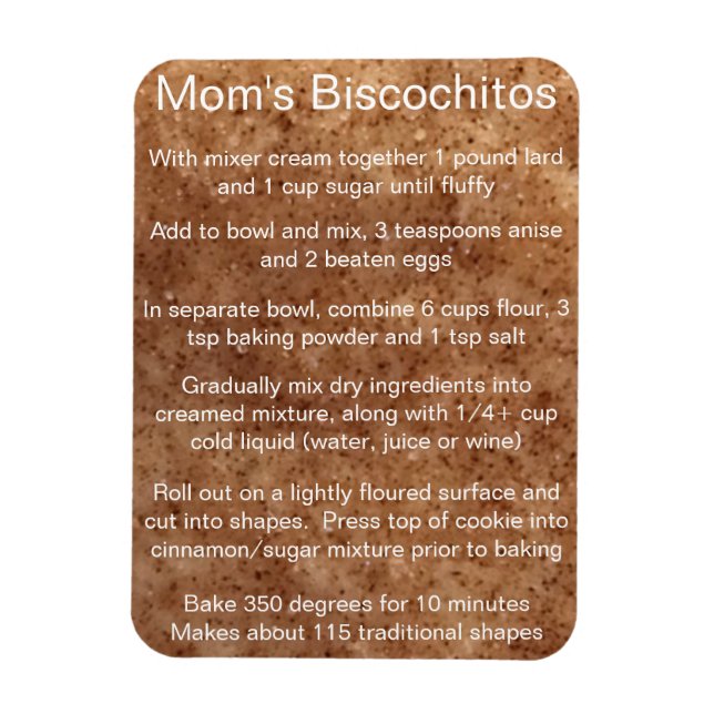 Biscochito New Mexico's official cookie recipe Magnet (Vertical)