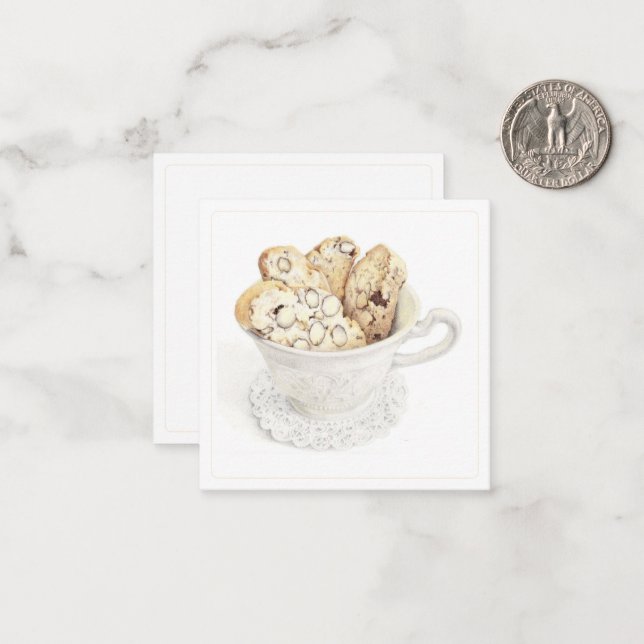 BISCOTTI 2.25" Square Flat Notecard  (Front/Back In Situ)