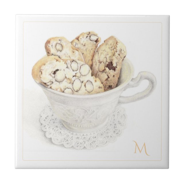 BISCOTTI 4.25" Ceramic Tile + Initial (Front)