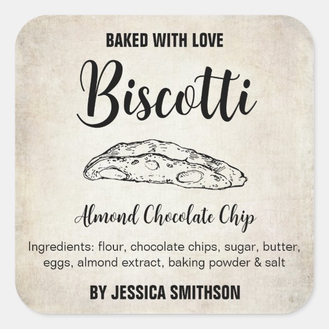 Biscotti Custom Homemade label BIS002bsq (Front)