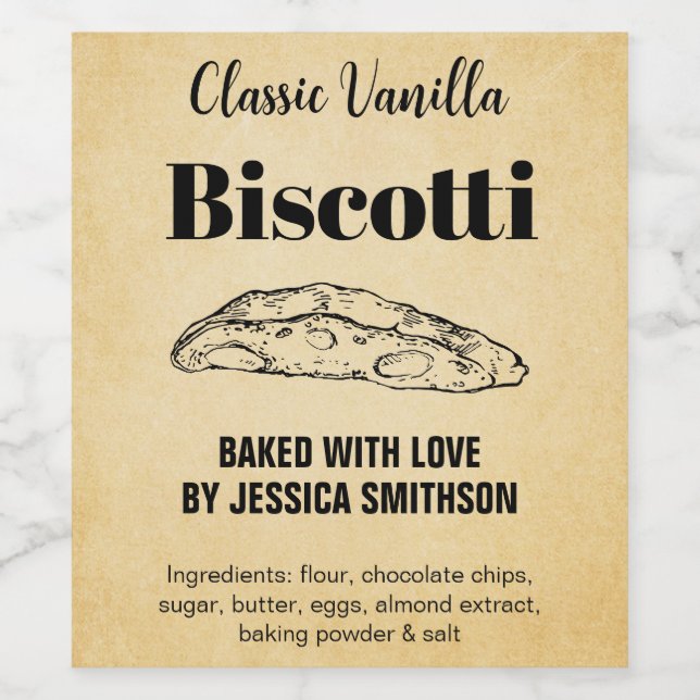 Biscotti Custom Homemade label BIS003bwn (Single Label)