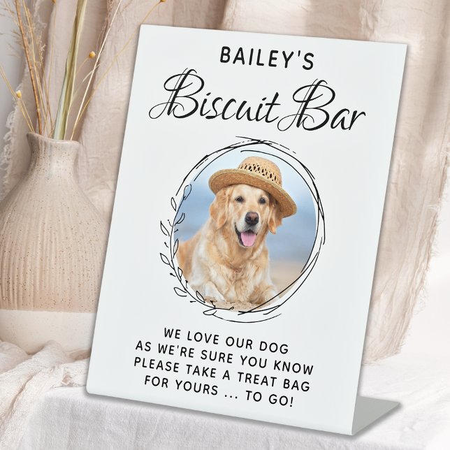 Biscuit Bar Pet Photo Dog Treat Wedding Favour Pedestal Sign (Creator Uploaded)