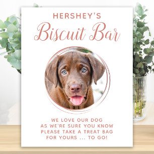 Biscuit Bar Pet Photo Rose Gold Dog Wedding Favour Poster