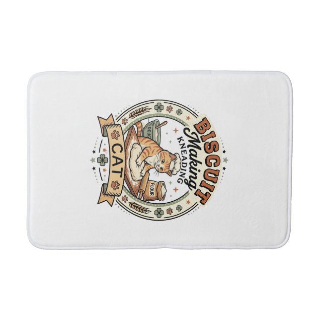 Biscuit Making Kneading Cat Biscuit Making Kneadin Bath Mat (Front)