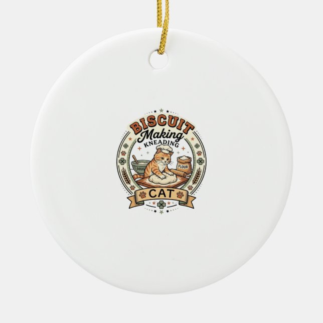 Biscuit Making Kneading Cat Biscuit Making Kneadin Ceramic Ornament (Front)