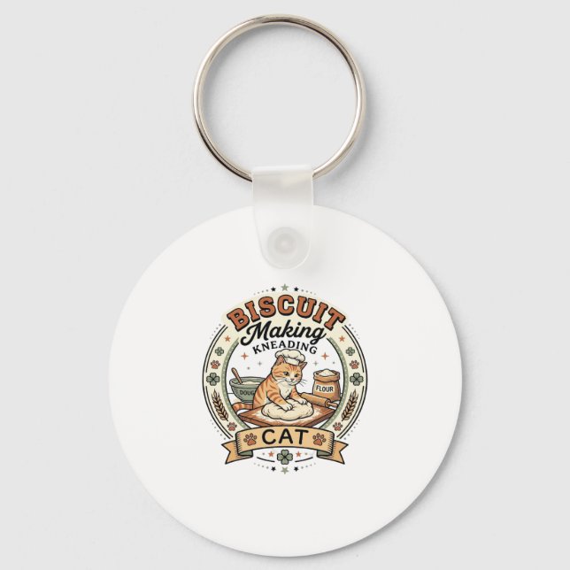 Biscuit Making Kneading Cat Biscuit Making Kneadin Key Ring (Front)